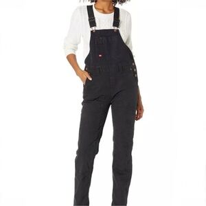 NWOT Dickies Women's Black Denim Bib Overalls Size XL Work Coveralls